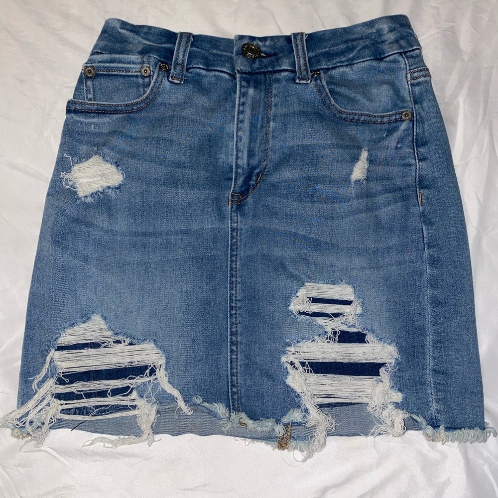 American Eagle Ne(x)t Level Stretch Ripped Denim Skirt
